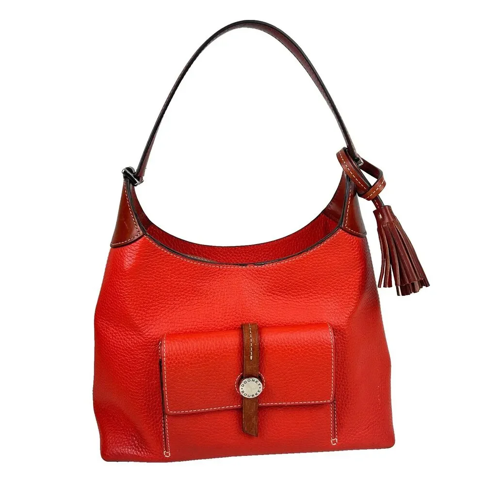 Dooney & Bourke Cambridge Hobo Pebble Leather Persimmon Orange Purse